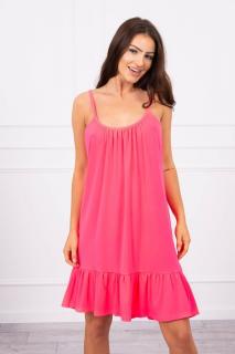 Letné šaty na ramienka - neon ružová