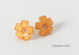Náušnice Flower Cristal - oranžová