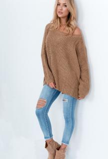 Oversize pletený sveter - hnedá