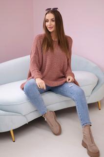 Oversize pletený sveter - staroružová