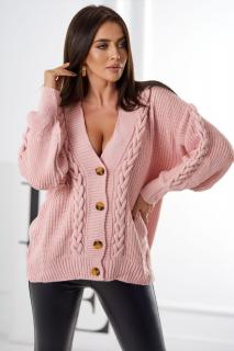 Oversize sveter na gombíky - svetlo ružová