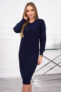 Pletené svetrové šaty - tmavomodrá