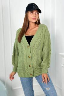 Pletený sveter na gombíky - svetlá khaki