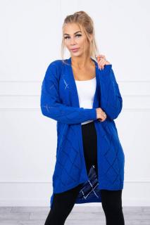 Pletený sveter s geometrickým vzorom - kráľovská modrá