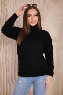 Pletený sveter so stojačikom - čierna