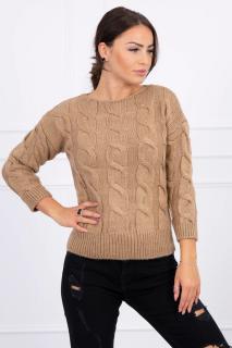 Pletený sveter so vzorom do pása - cappuccino
