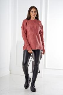 Pletený sveter so vzorom - staroroužová