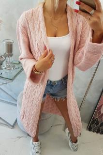 Pletený sveter so vzorom - svetlo ružová