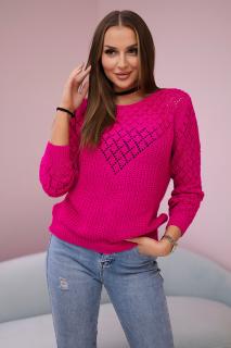 Pletený vzorovaný sveter - fuchsia