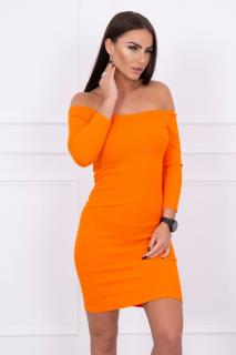 Rebrované šaty s odhalenými ramenami - oranžová
