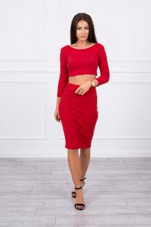Set: crop top a puzdrová sukňa - červená