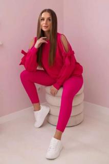 Súprava mikina s mašľou a legíny - fuchsia