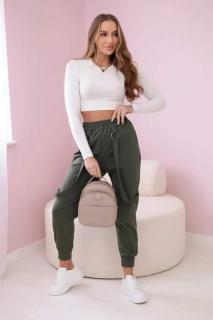 Trendy nohavice Punto - khaki tmavá