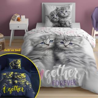 Detské obliečky 140x200 MAČIATKA forever - svietiace