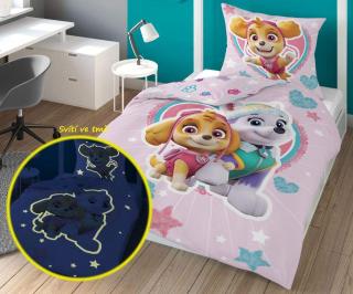 Detské obliečky 140x200 PAW PATROL pink - svietiace