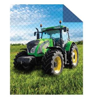 Prehoz na posteľ 170x210 TRAKTOR zelený