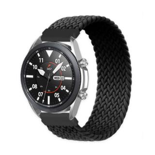 Pletený navliekací remienok na smart hodinky 20mm vel. M/L Veľkosť: 20mm, Obvod: M-L (stredný až väčší obvod zápästia), Farba: Čierna