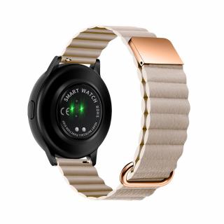 Štýlový kožený remienok s magnetom na smart hodinky 20mm Veľkosť: 20mm, Farba: Béžová
