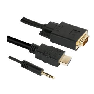 GoGEN VGA HDMI JACK150, prepojovací kábel HDMI, Konektory HDMI a VGA + 3,5 mm jack
