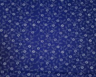 Bavlnená látka s lístkami a kvetinami šírka 140 cm modrá