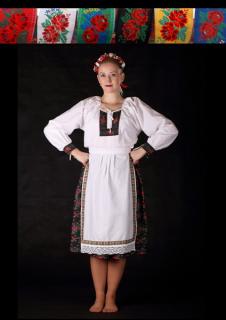 Dámska košeľa folklór Luxus, bavlnená, ručne šitá, úzke rukávy