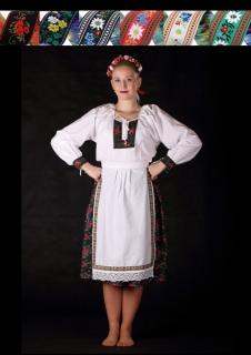 Dámska košeľa folklór Luxus, bavlnená, ručne šitá, úzke rukávy, stuha krojová