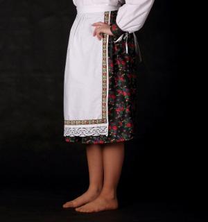 Dievčenská folklórna sukňa, bavlnená, kvetinová, dlhá 50 cm, biela s kvetmi, 10 - 12 roky