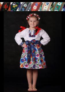 Dievčenská košeľa 10 - 12 rokov, folklór Luxus, bavlnená, ručne šitá, úzke rukávy, stuha krojová, biela