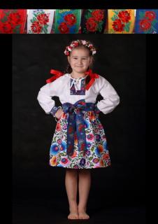 Dievčenská košeľa 10 - 12 rokov, folklór Luxus, bavlnená, ručne šitá, úzke rukávy, stuha krojová s čipkou, biela