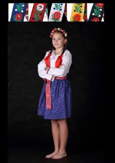 Dievčenská košeľa 10 - 12 rokov folklór Obyčajná, bavlnená, ručne šitá, červená