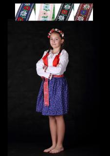 Dievčenská košeľa 10 - 12 rokov folklór Obyčajná, bavlnená, ručne šitá, stuha krojová, čierna