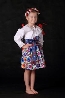 Dievčenská košeľa 10 - 12 rokov folklór Základná, bavlnená, ručne šitá, s čipkou
