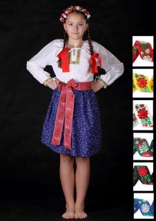 Dievčenská košeľa 2 - 3 rokov folklór Klasik, bavlnená, ručne šitá, modrá