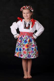 Dievčenská košeľa 2 - 3 rokov, folklór Luxus, bavlnená, ručne šitá, úzke rukávy s čipkou, čierna