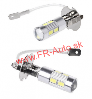 (H3) LED žiarovka 12V 10xSMD (Biela) /260lm/ (Sada 2ks)