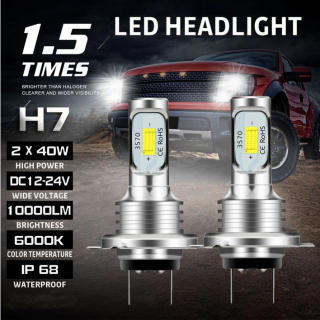 (H7) LED žiarovky 12V - /3500 lm/ (3500 lm/set, 2x40W, 6000K,  Sada 2ks)