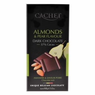 Cachet Horká čokoláda s hruškou a mandľami, Belgicko,  100g (075021 Chocolat noir poires  amandes; tablette 100g)