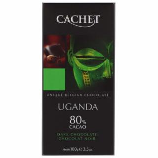 Cachet Horká čokoláda Uganda 80% kakaa, Belgicko,  100g (075018 Chocolat noir Ouganda; 80% cacao tablette 100g)