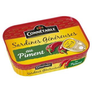 Connétable Sardinky s chilli papričkami, plech 140g (617272 Connétable Sardine au Piment 140g )