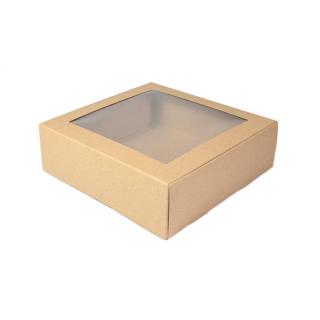 Darčeková krabička s okienkom 209x208x65 hnedá (PPOK090 )