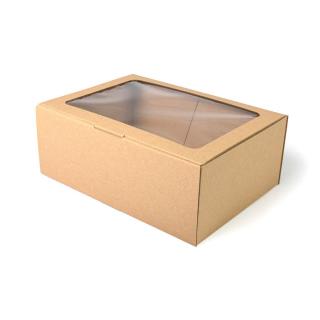 Darčeková krabička s okienkom 330x235x100 hnedá (PPOK080 )