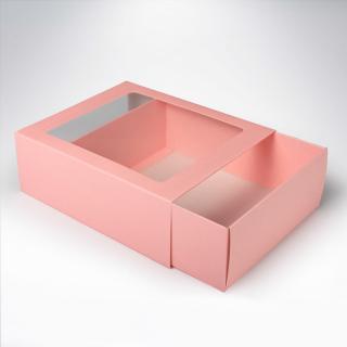 Darčeková krabička s okienkom Pastel Pink 161x135x55 mm (PPHK083 )