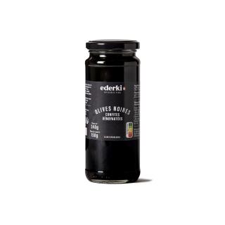 Ederki Čierne olivy vykôstkované, Francúzsko, pohár 340g (767 Olives noires confites dénoyautées)