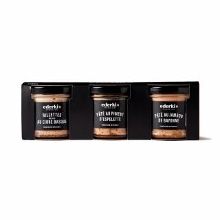 Ederki Trio francúzskych paštét v darčekovom balení, 270g (Trio de pâtés 3x90g)
