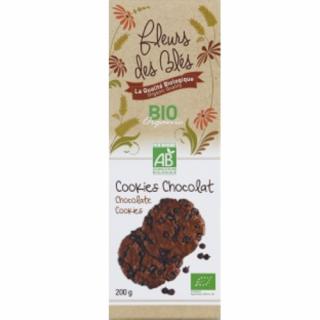 Fleurs des Blés Čokoládové cookies sušienky BIO,  Francúzsko, balenie 200g (074125 Biscuits cookies chocolat BIO. paquet 200g )