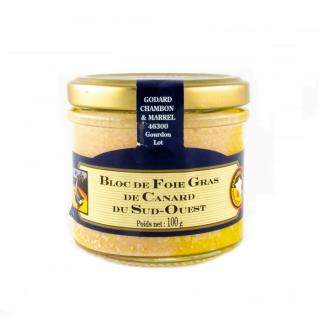 Godard Kačacie pečienky Foie Gras z francúzskeho juhozápadu v bloku, pohár 100g (Bloc de Foie Gras de Canard du Sud Ouest Bocal 100g)