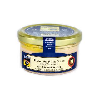 Godard Kačacie pečienky Foie Gras z francúzskeho juhozápadu v bloku, pohár 125g (000104.10 Bloc de Foie Gras de Canard du Sud Ouest Bocal 125g)