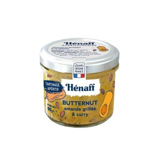 Hénaff Tekvicová nátierka so syrom, grilovanými mandľami a kari, Francúzsko, pohár 90g (Butternut amande grillee et curry)