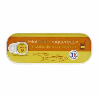 Jardimére Filety z makrely v horčicovej omáčke, Francúzsko, plech 169g  (235007 Filets de maquereaux moutarde conserve 169g)