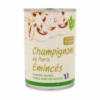 Jardimére Šampiňóny Paris plátky, Francúzsko, plech 390g (226041 Champignons Paris émincés FRANCE. boîte 1/2)